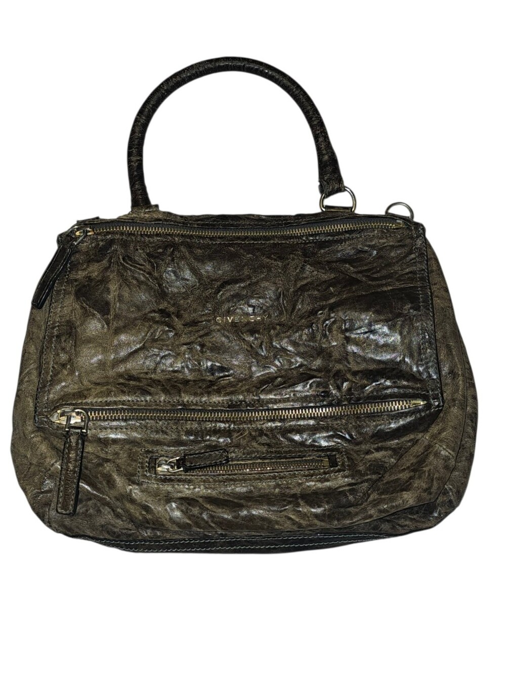 Authentic Givenchy Pandora Meduim Brown Distressed Sheepskin Leather Handbag Bag
